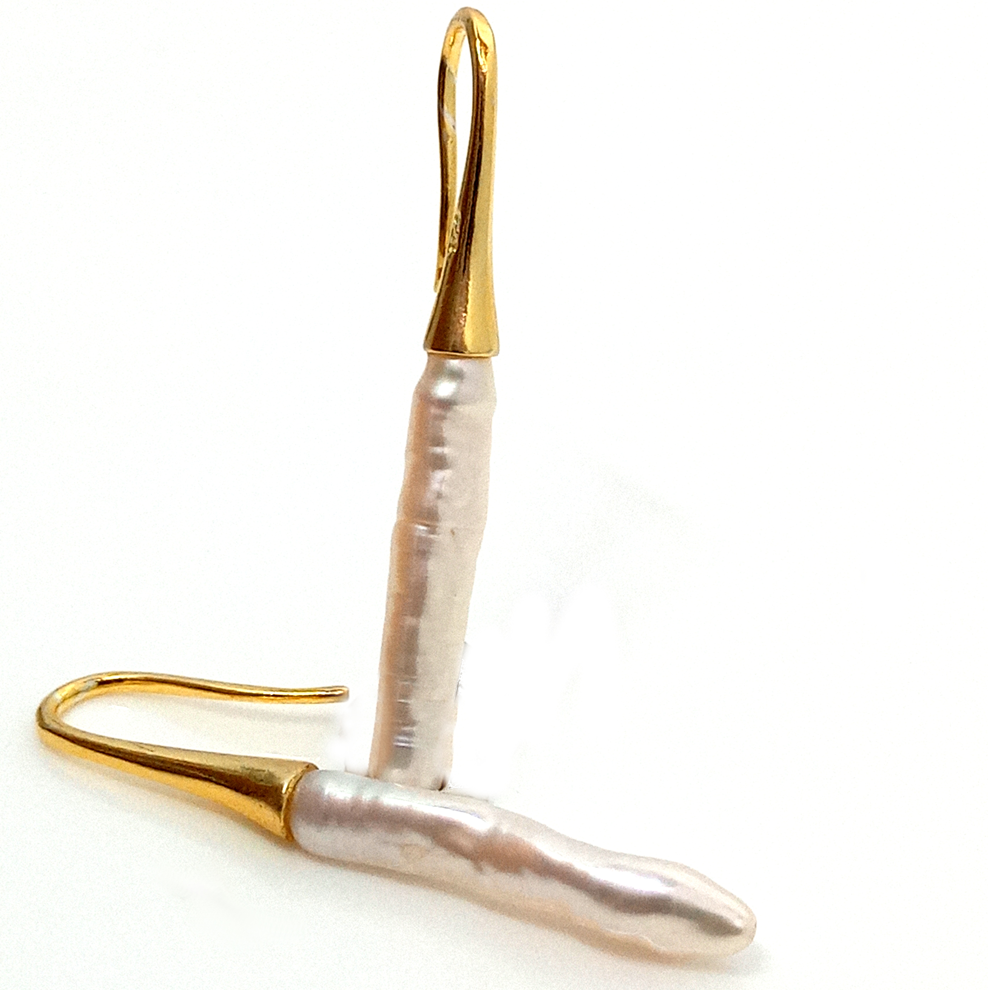 Peach Summer Stick Pearls Earrings